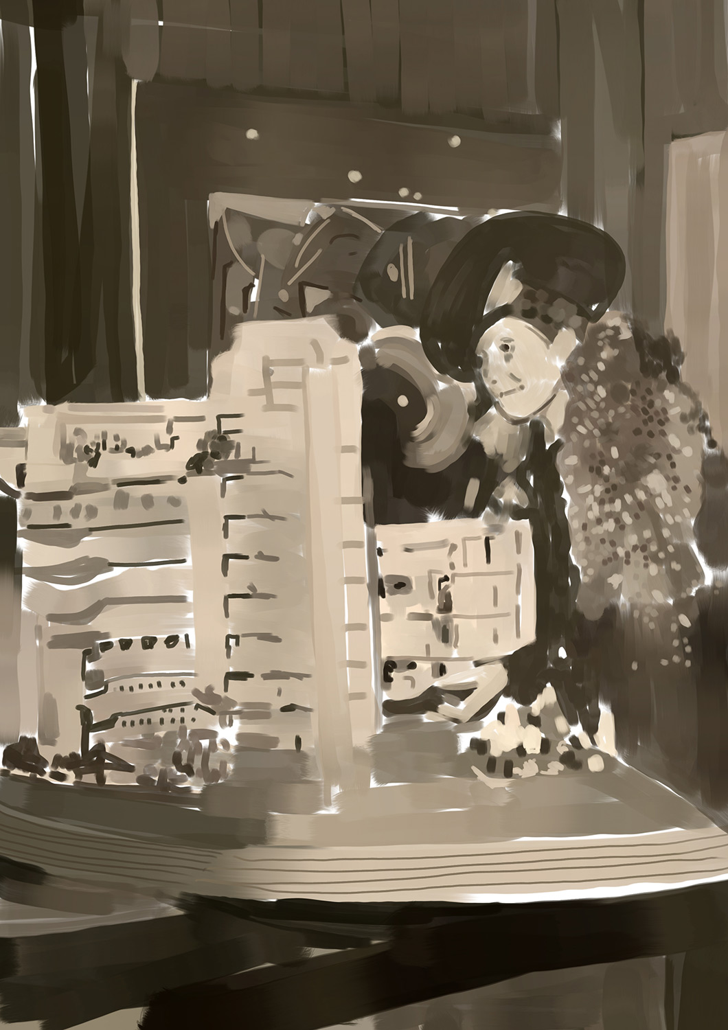 Hilla von Rebay mit einem Modell des zukünftigen Guggenheim Museum, 1945 New York, ab 1928_Hilla von Rebay mit einem Modell des zukünftigen Guggenheim Museum, 1945